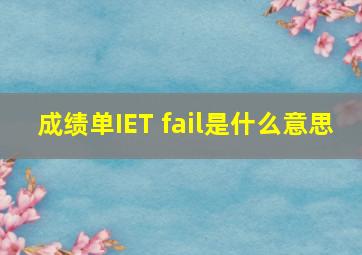 成绩单IET fail是什么意思